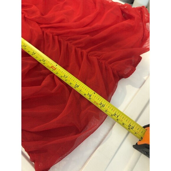 y2k Victoria Secret Lingerie Babydoll Dress Red Rhinestone Bling Bow Peek A Boo - Picture 6 of 16